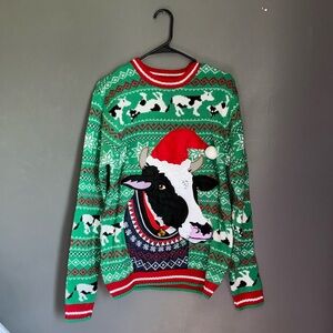 Cow themed Christmas sweater size small